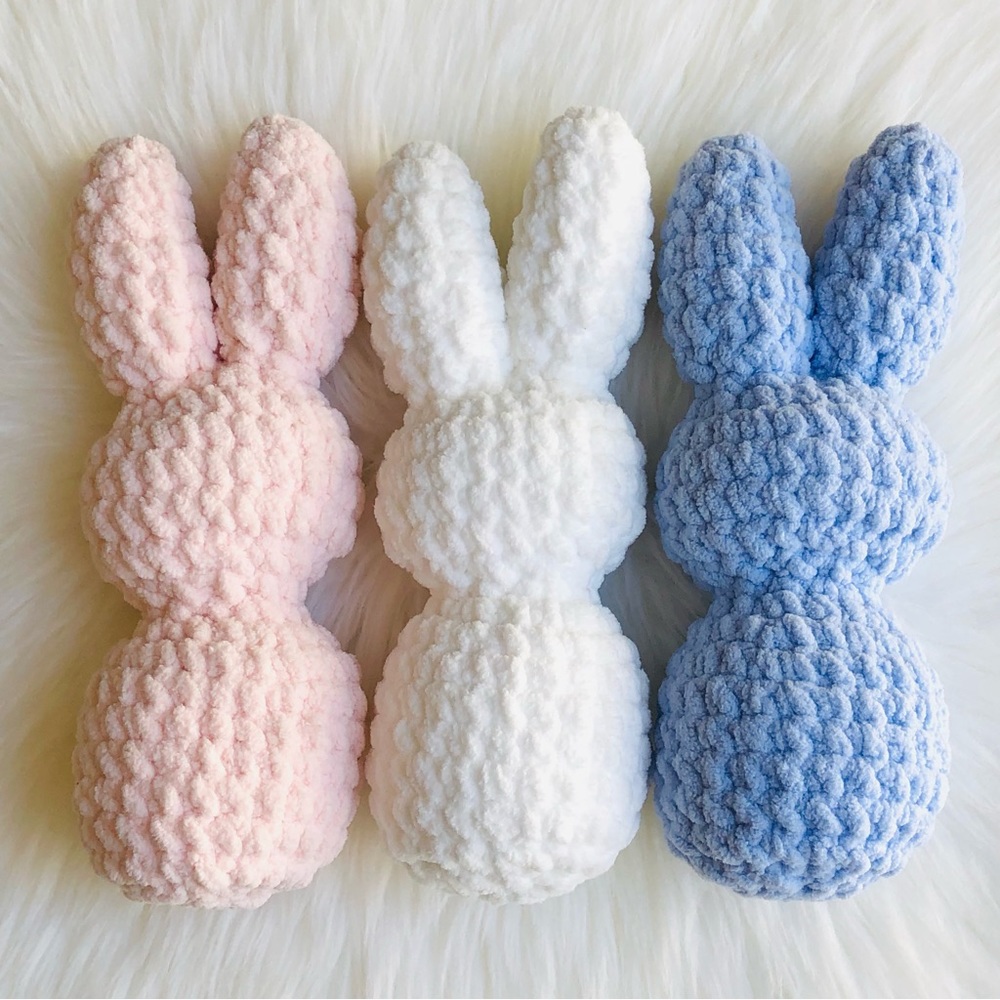 White Crochet Easter Bunny Plush 1 pc - Picture 9 of 10